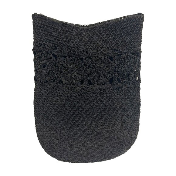 Kathie Lee Collection Crossbody Purse Macrame Design Pattern Black Zipper Close - Picture 1 of 12